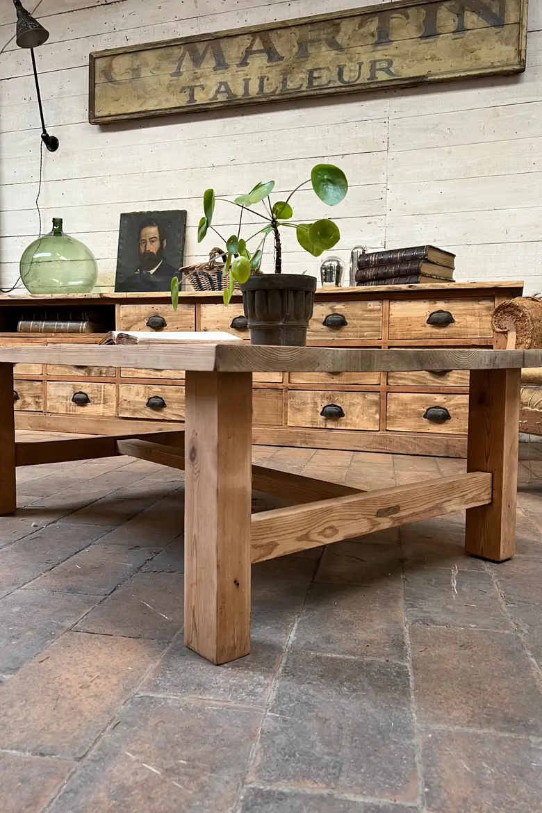 Table basse en sapin Années 80