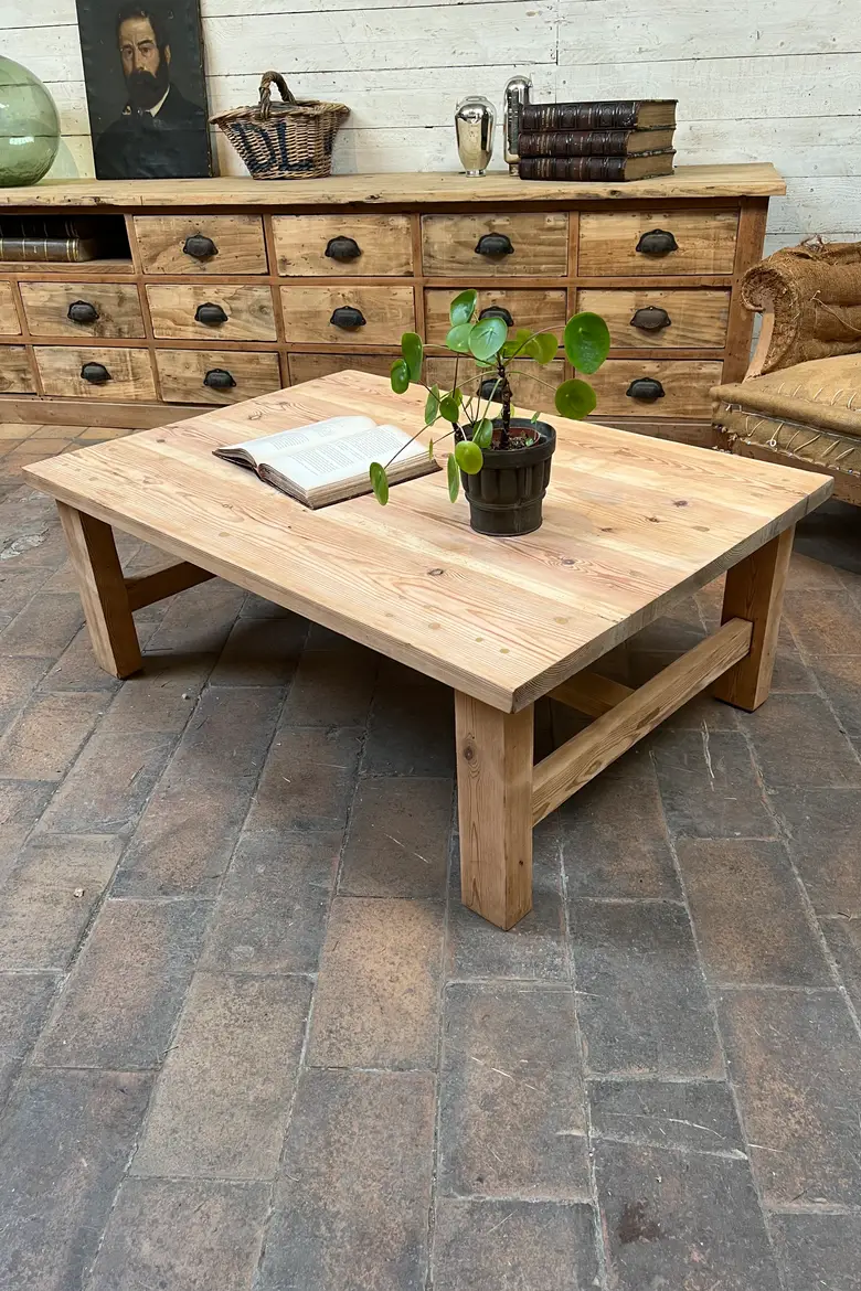 Table basse en sapin Années 80