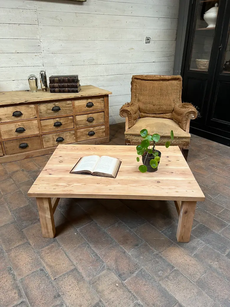 Table basse en sapin Années 80