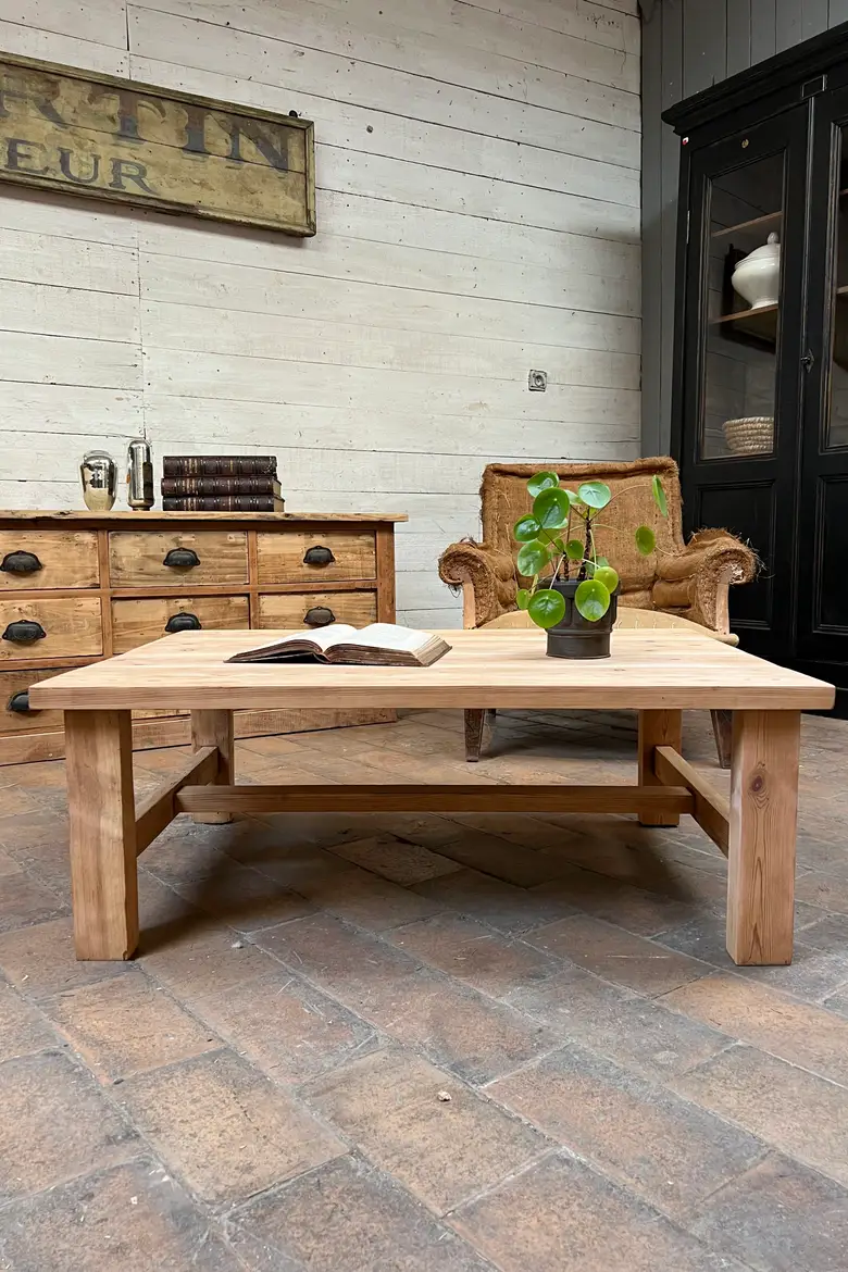 Table basse en sapin Années 80