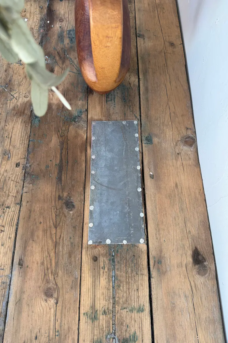 Table basse en sapin et zinc – XXe siècle