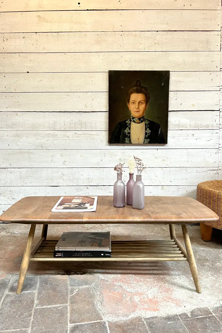 Table basse Ercol en orme 1960