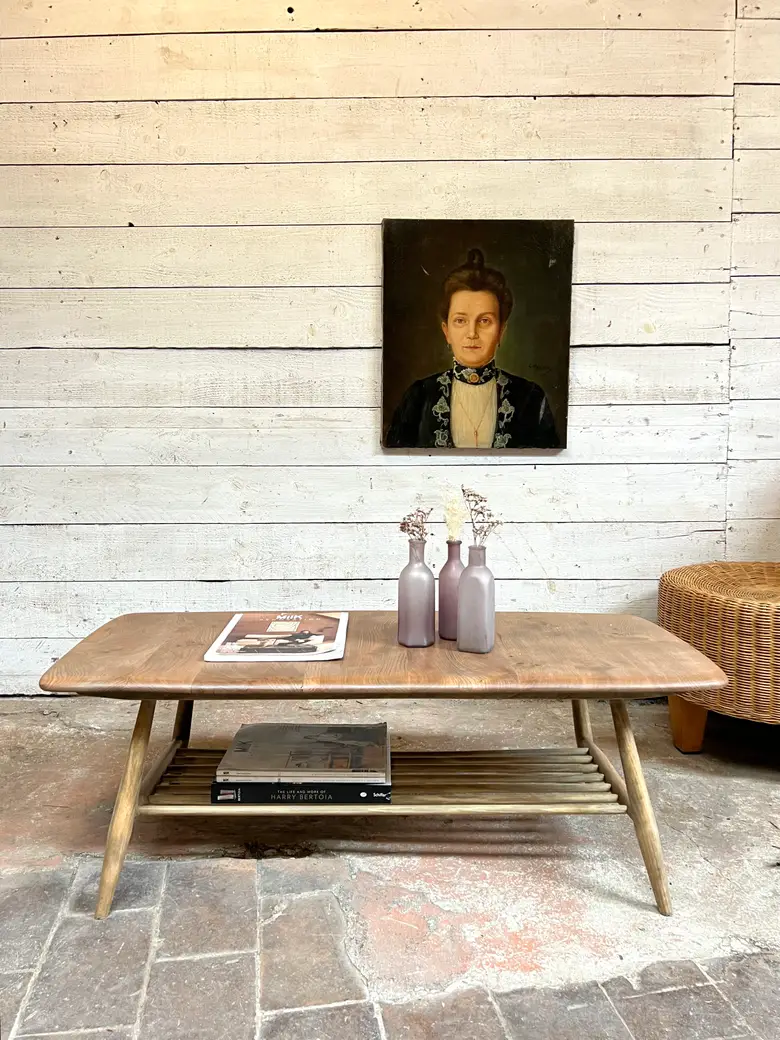 Table basse Ercol en orme 1960