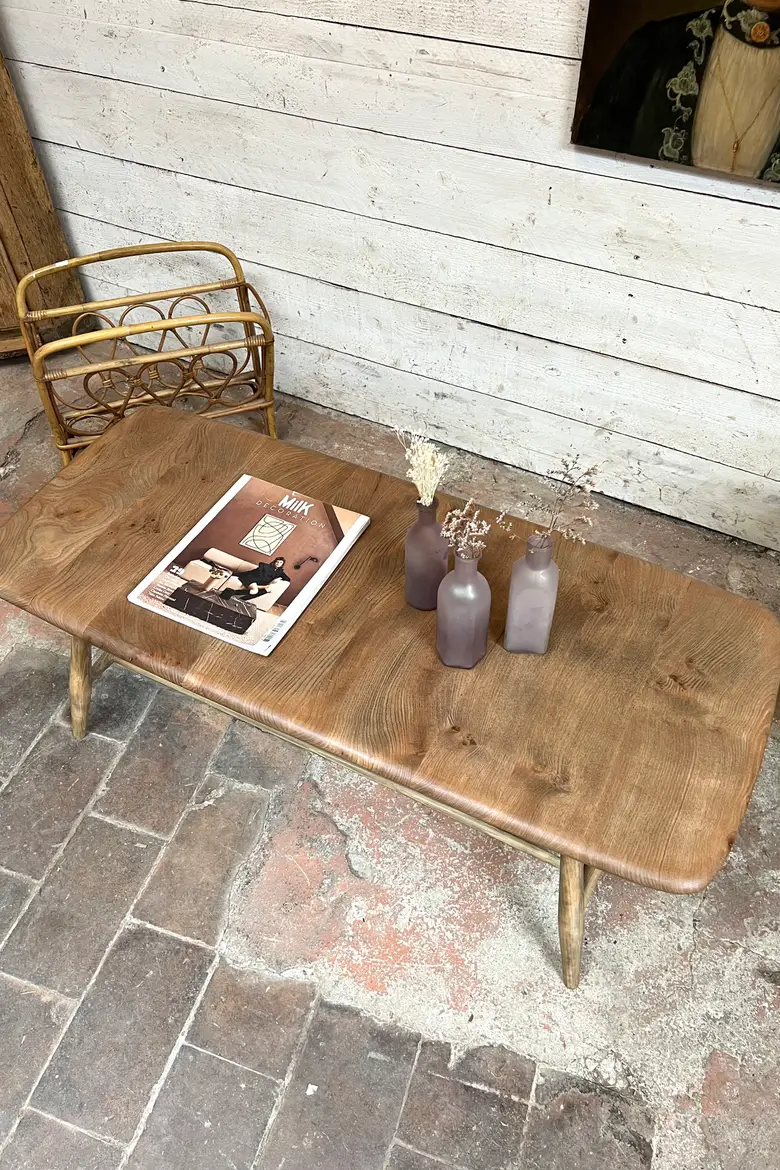 Table basse Ercol en orme 1960