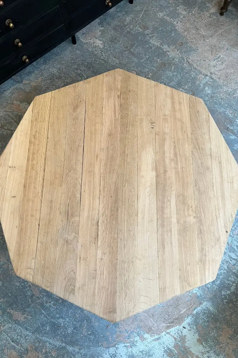 Table basse octogonale en chêne Années 60
