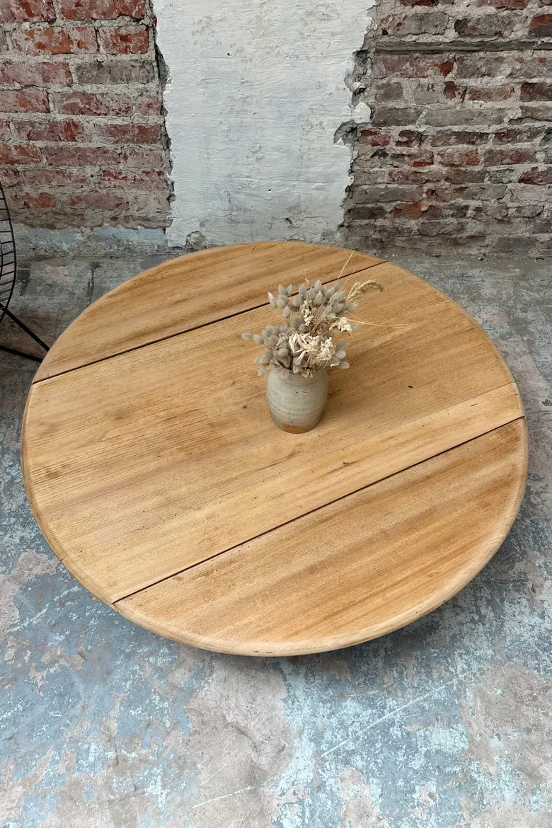 Table basse ronde en merisier
