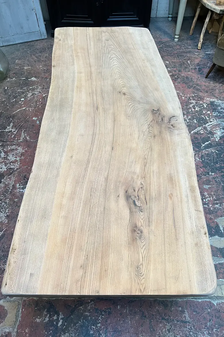 Table brutaliste en chêne brut Années 60
