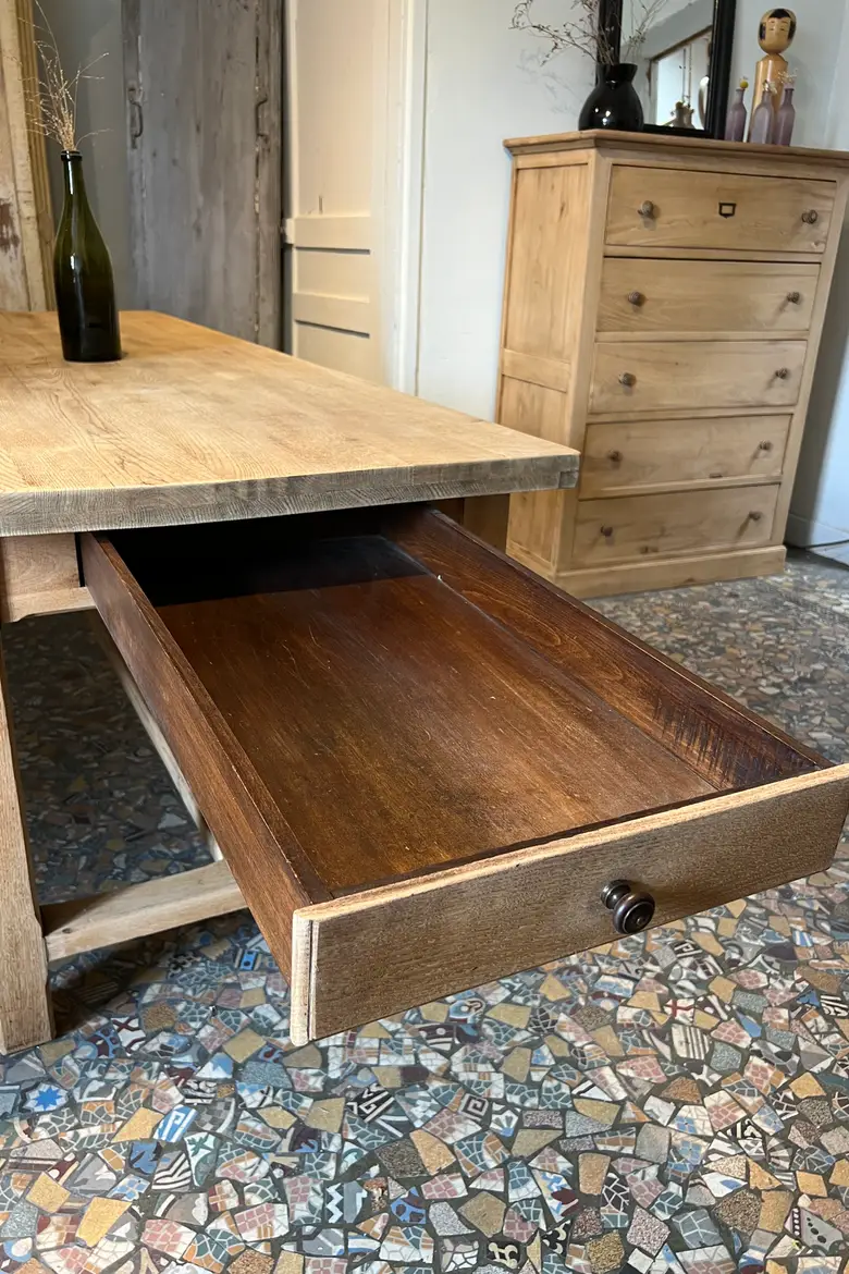 Table de ferme en chêne 1960