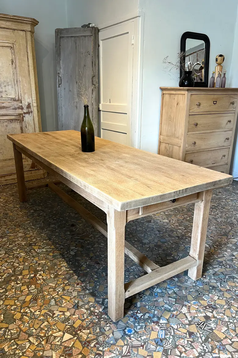 Table de ferme en chêne 1960