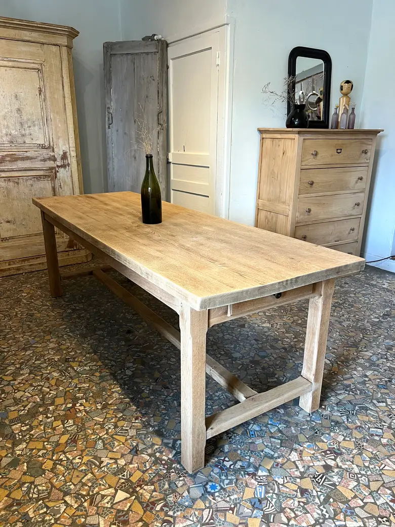 Table de ferme en chêne 1960