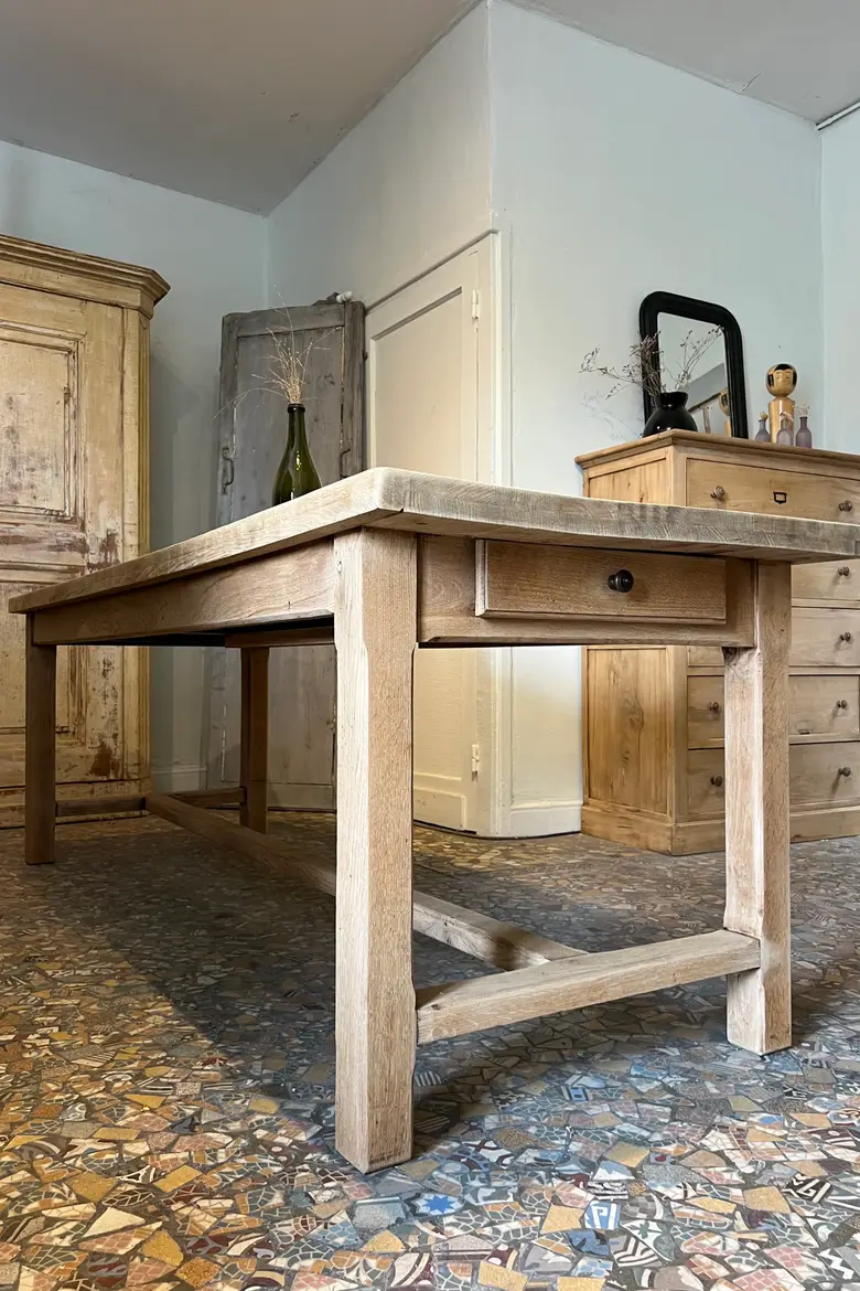 Table de ferme en chêne 1960