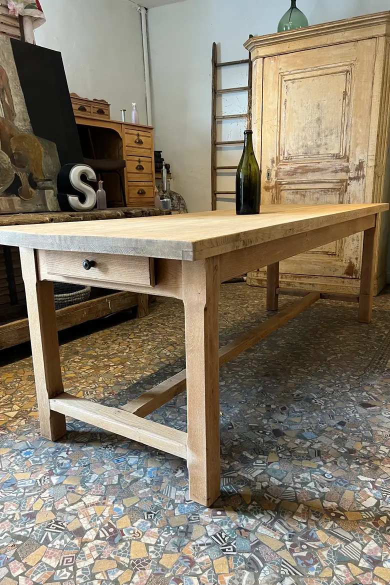 Table de ferme en chêne 1960