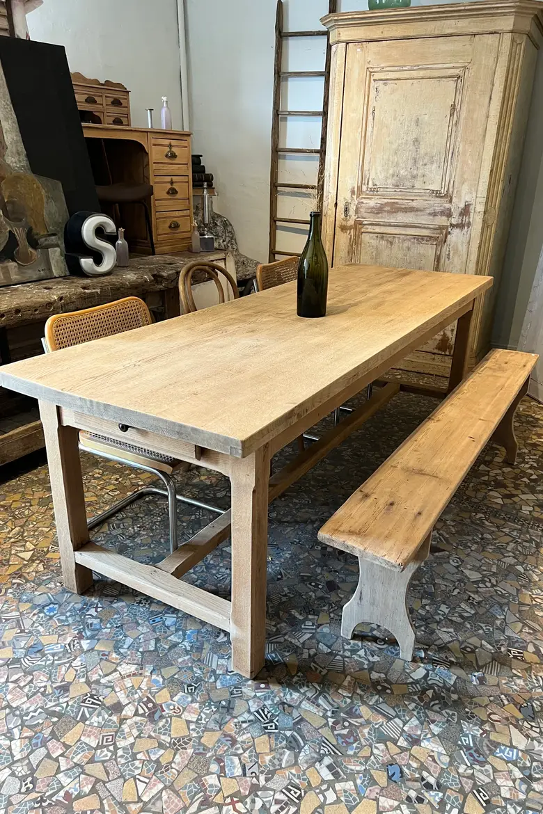 Table de ferme en chêne 1960