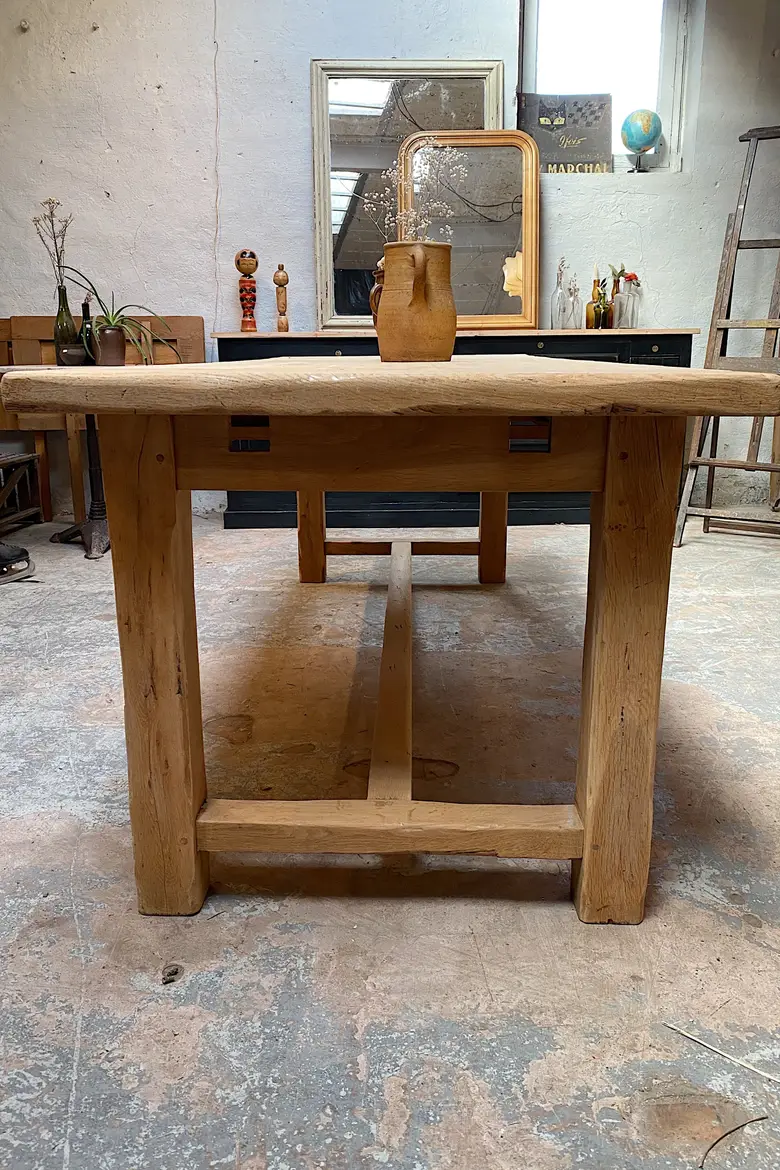 Table de ferme en chêne à rallonges Années 80