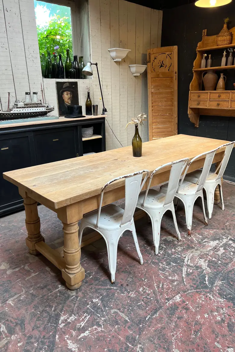 Table de ferme en chêne Années 60