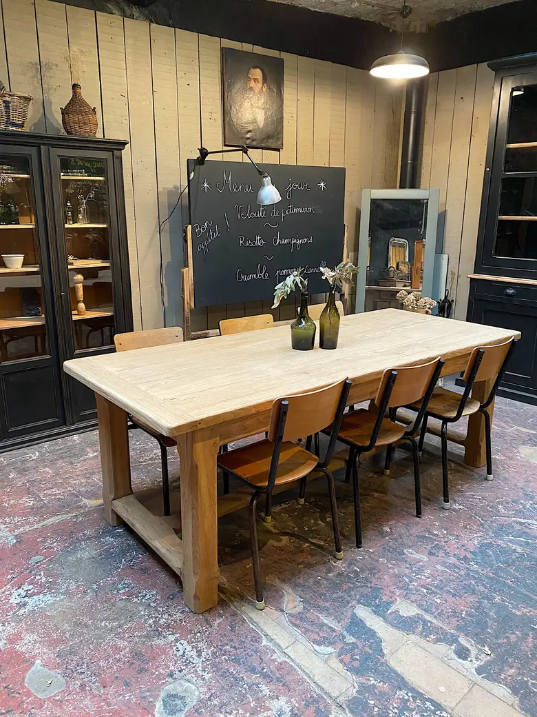 Table de ferme en chêne Années 60