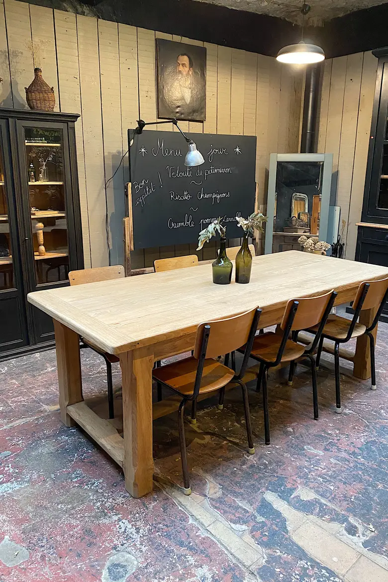 Table de ferme en chêne Années 60