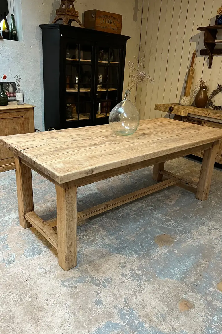 Table de ferme en chêne avec sa paire de bancs Début XXème