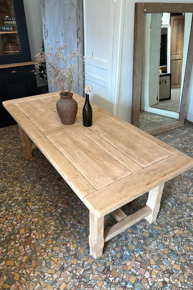 Table de ferme en chêne clair 1960