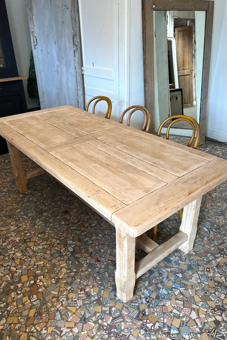 Table de ferme en chêne clair 1960