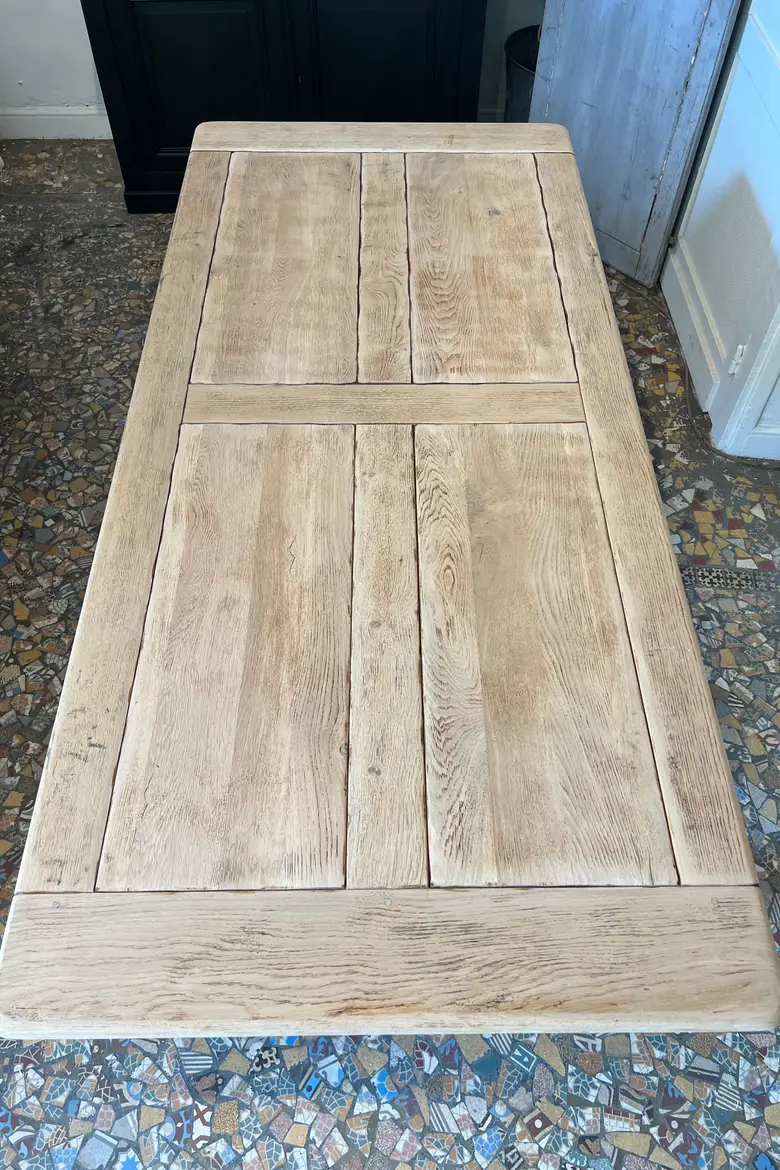Table de ferme en chêne clair 1960