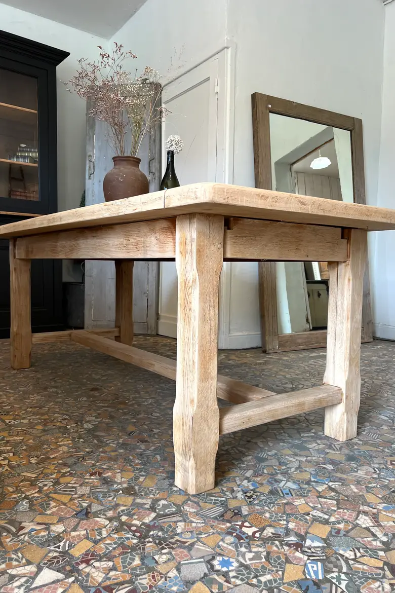 Table de ferme en chêne clair 1960