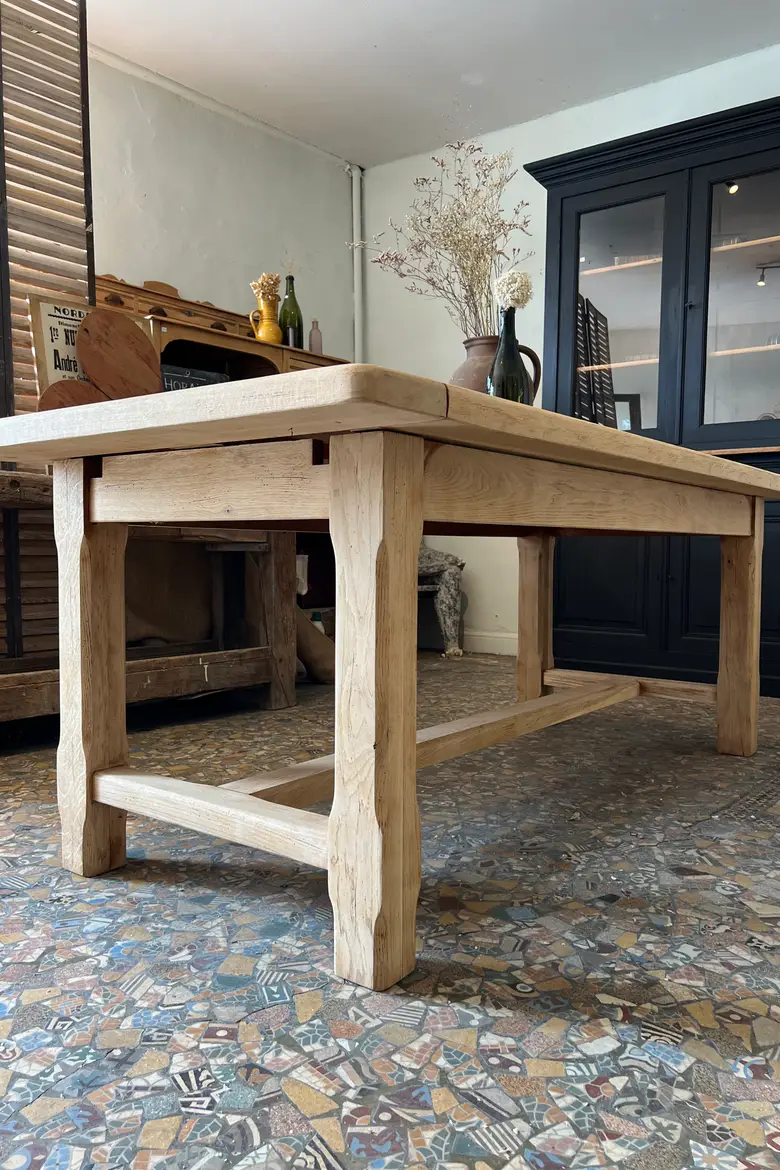 Table de ferme en chêne clair 1960
