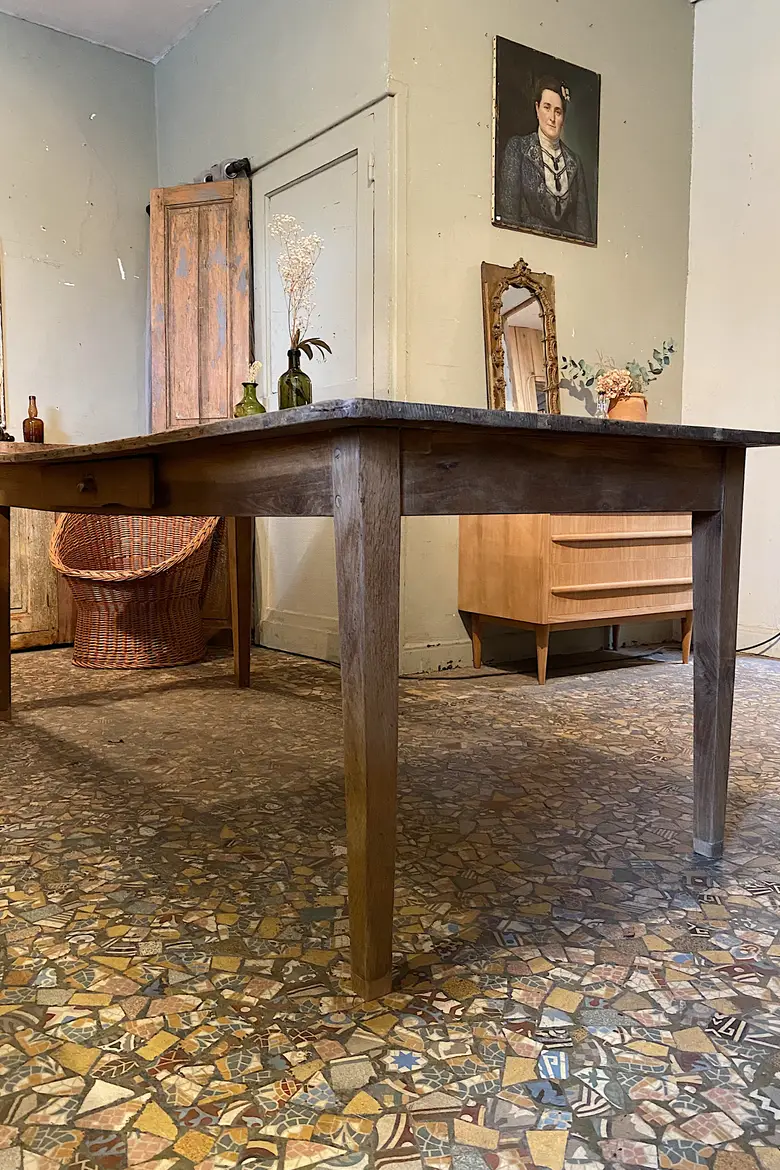 Table de ferme en chêne Début XXème
