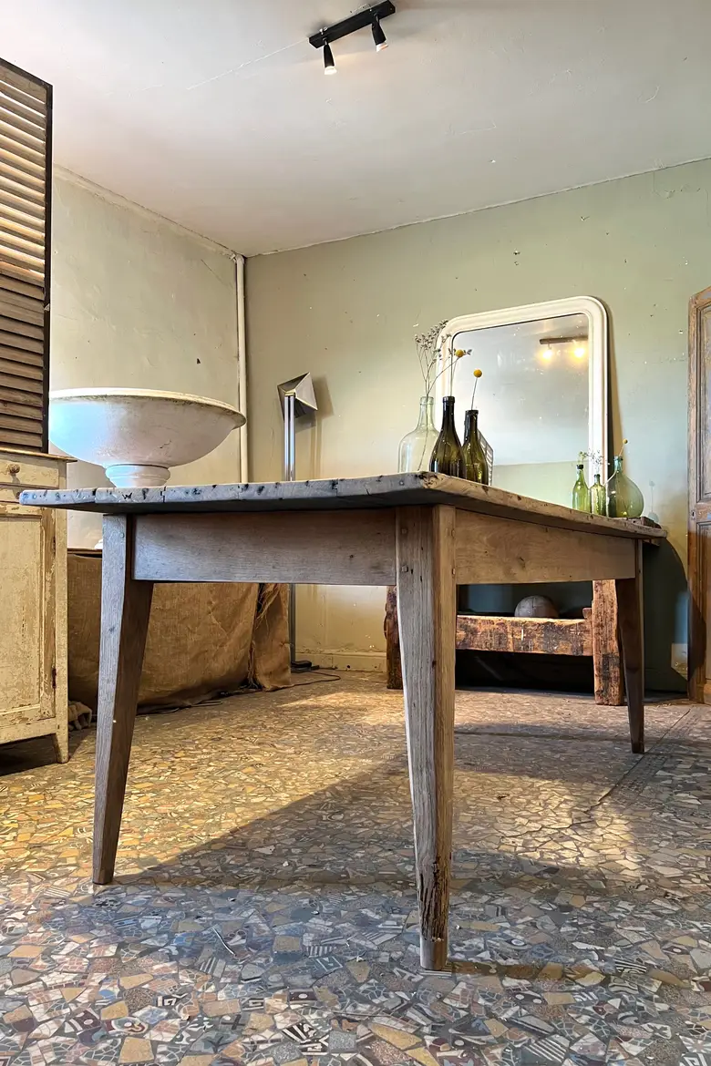 Table de ferme en chêne XIXème