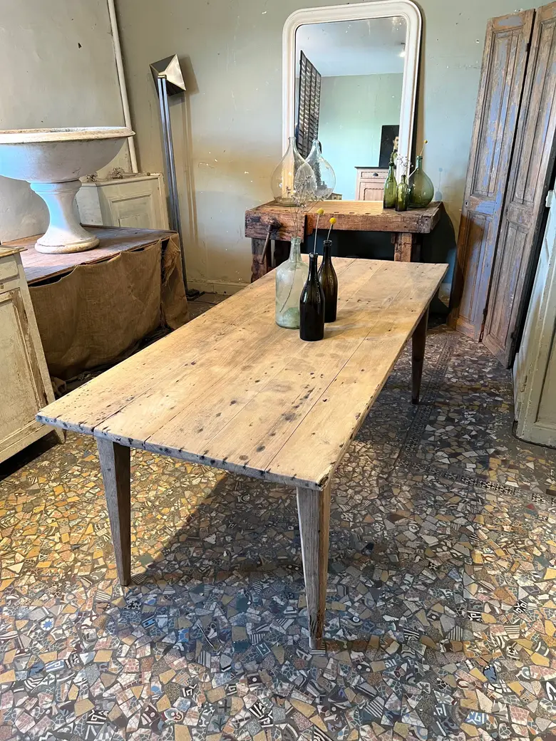 Table de ferme en chêne XIXème