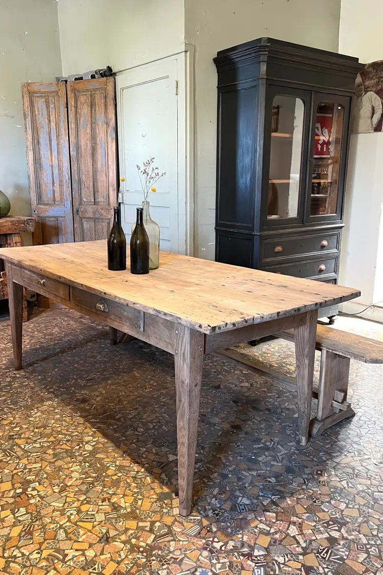 Table de ferme en chêne XIXème