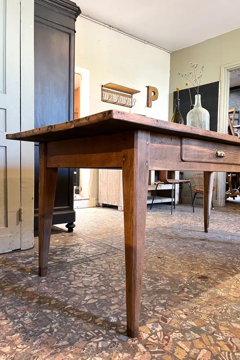 Table de ferme en chêne XIXème