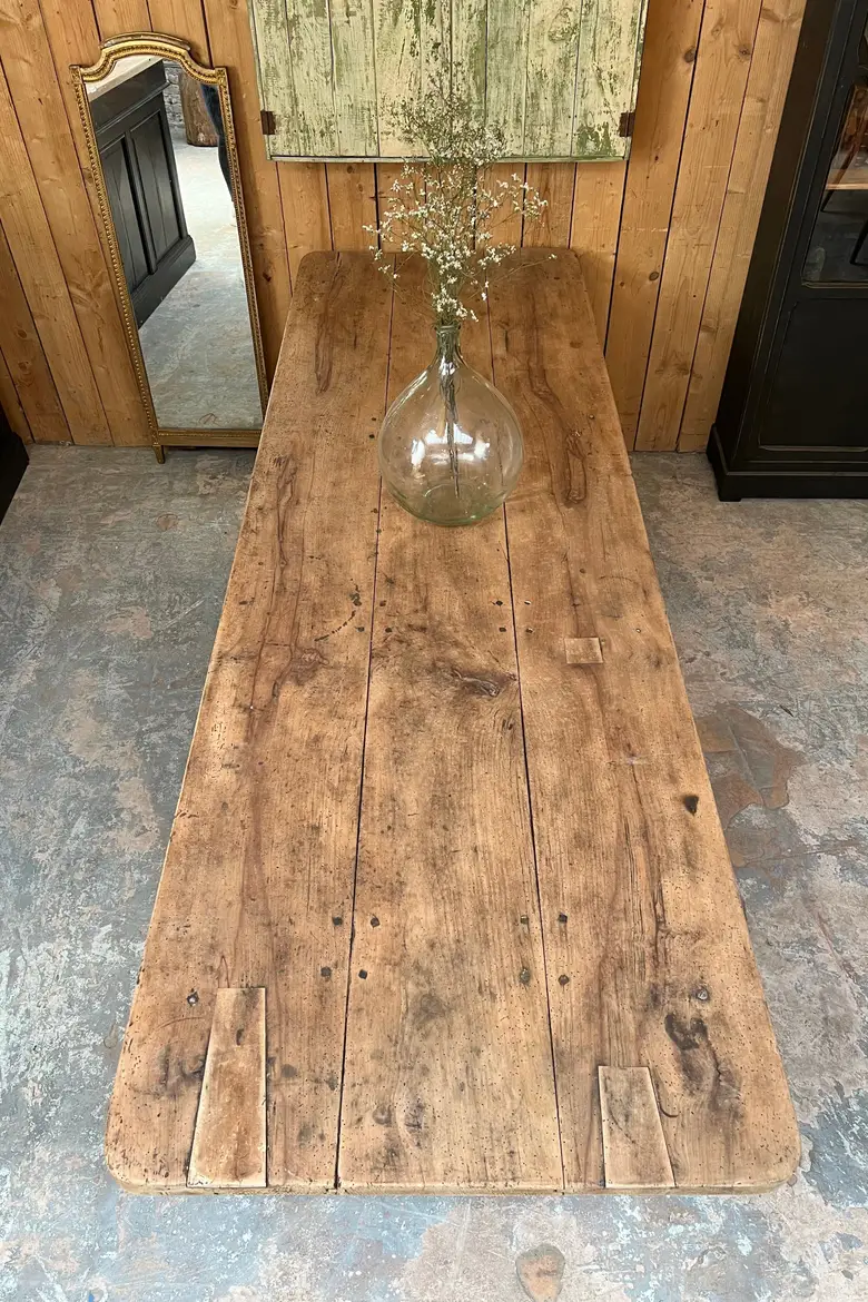 Table de ferme en noyer et chêne Début XXème