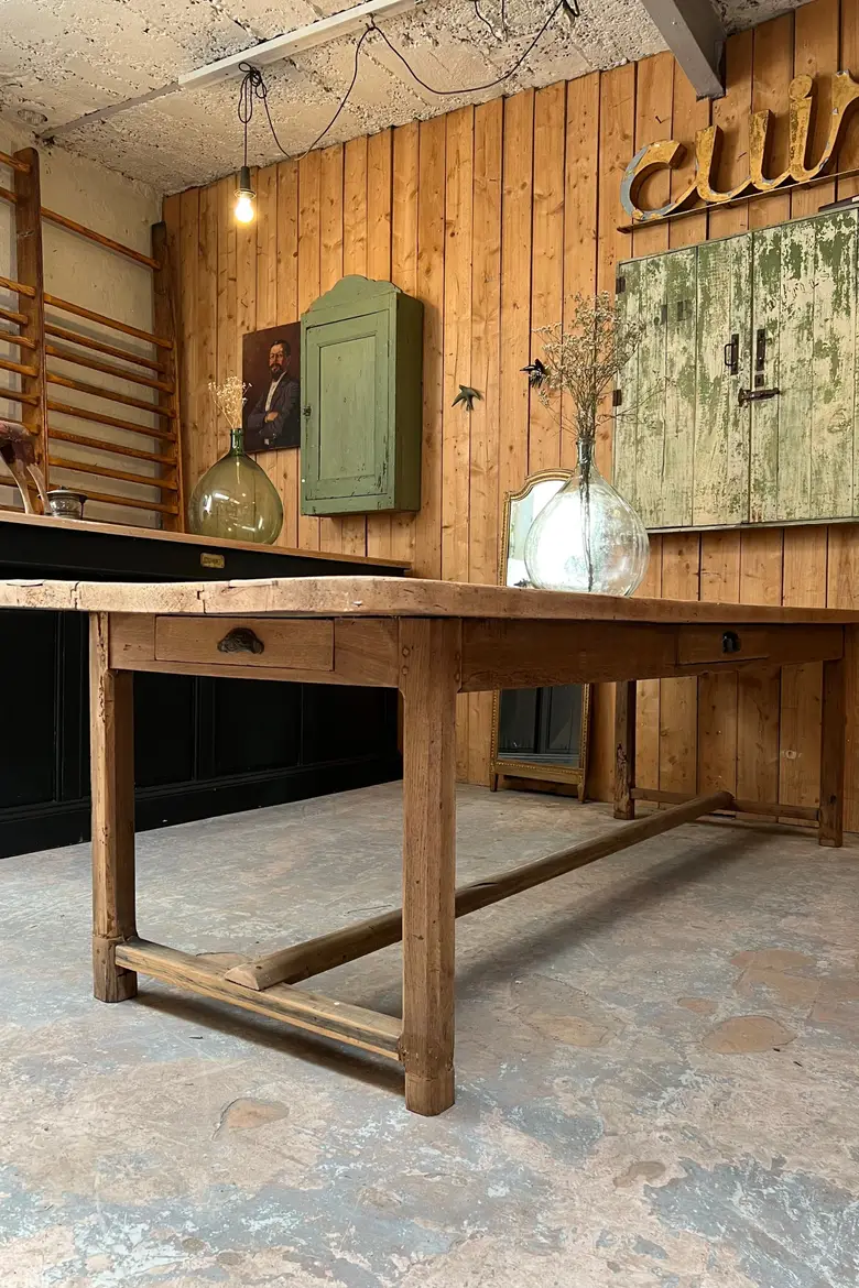 Table de ferme en noyer et chêne Début XXème