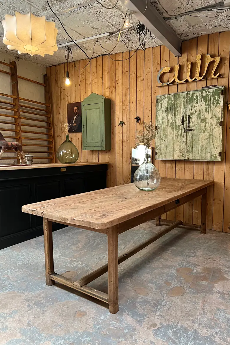 Table de ferme en noyer et chêne Début XXème