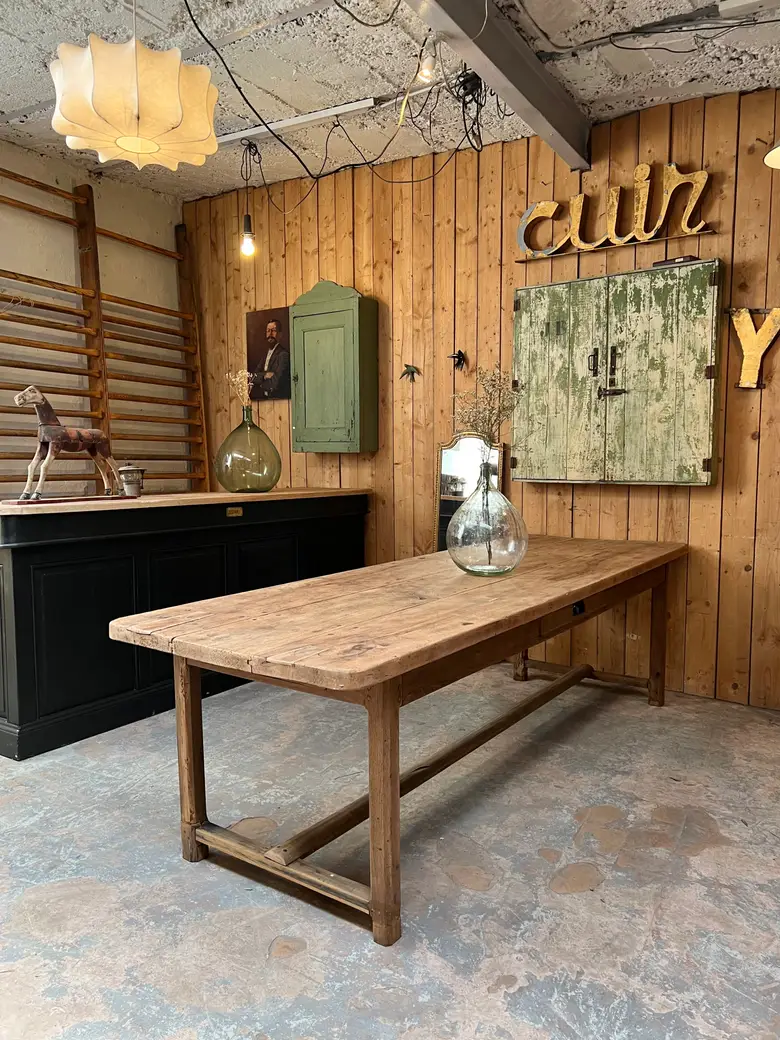 Table de ferme en noyer et chêne Début XXème