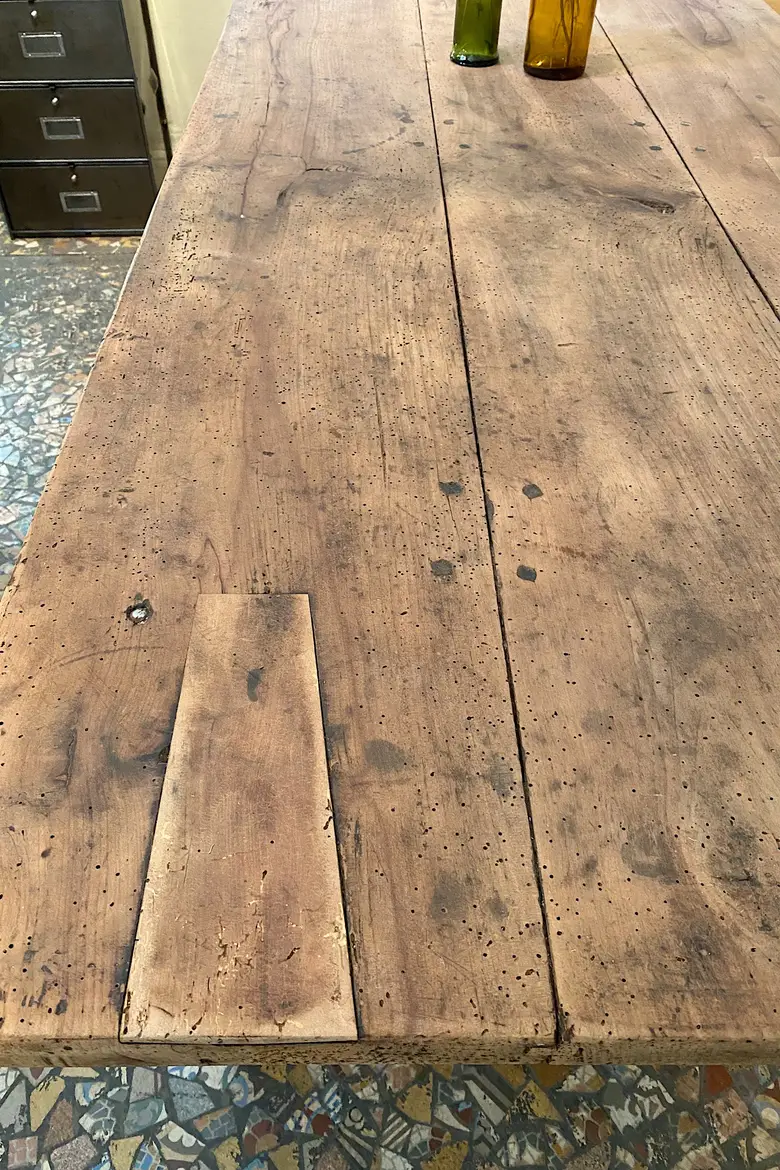 Table de ferme en noyer et chêne Début XXème