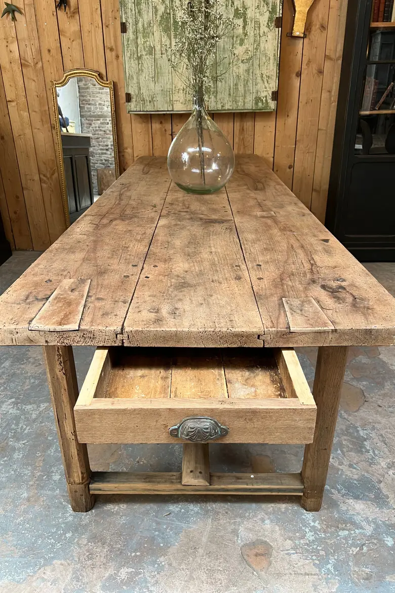 Table de ferme en noyer et chêne Début XXème