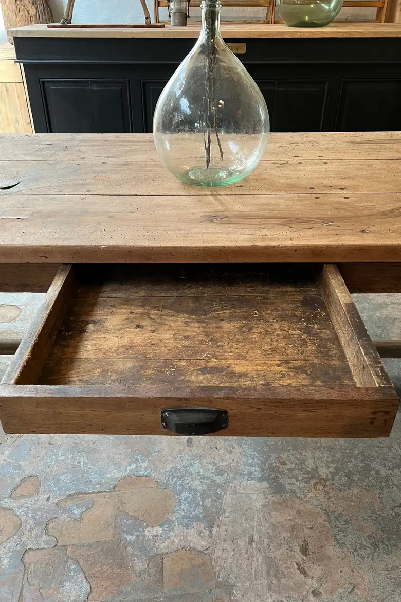Table de ferme en noyer et chêne Début XXème