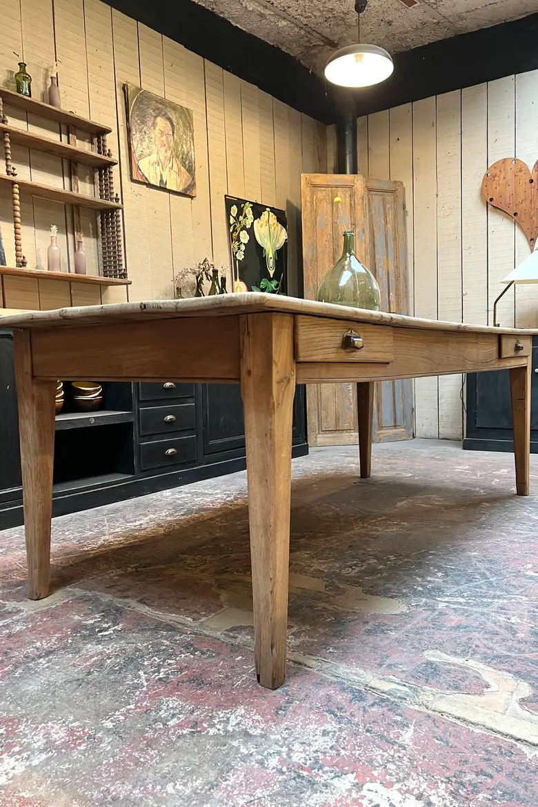 Table de ferme en orme Début XXème