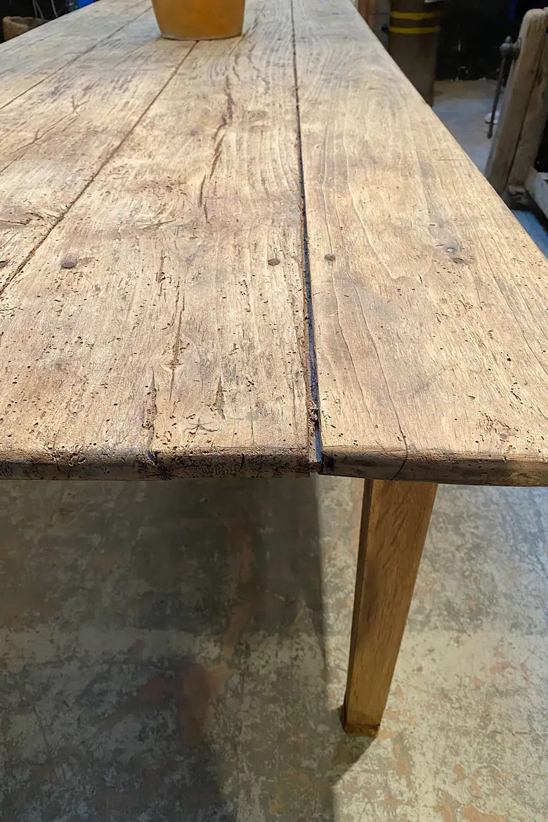 Table de ferme en peuplier Début XXème