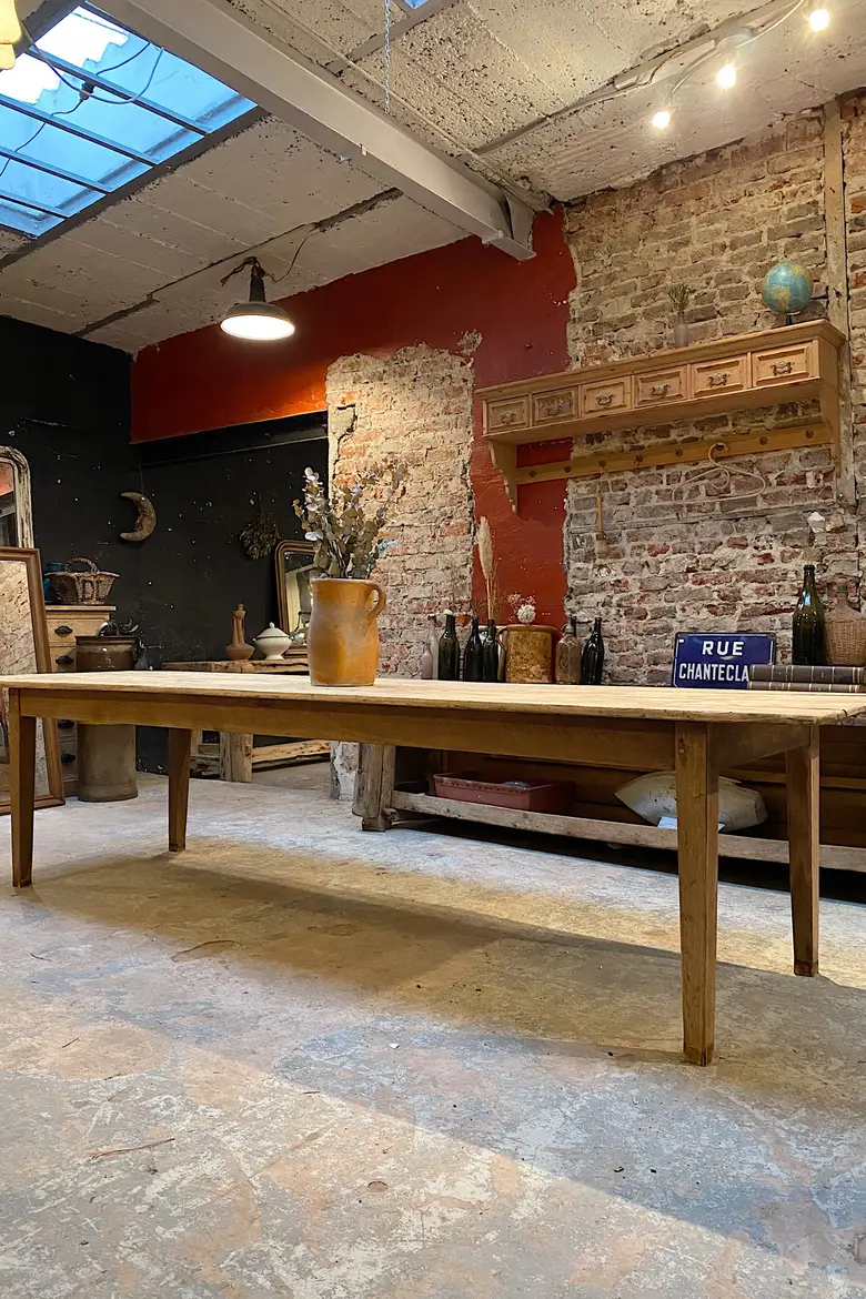Table de ferme en peuplier Début XXème