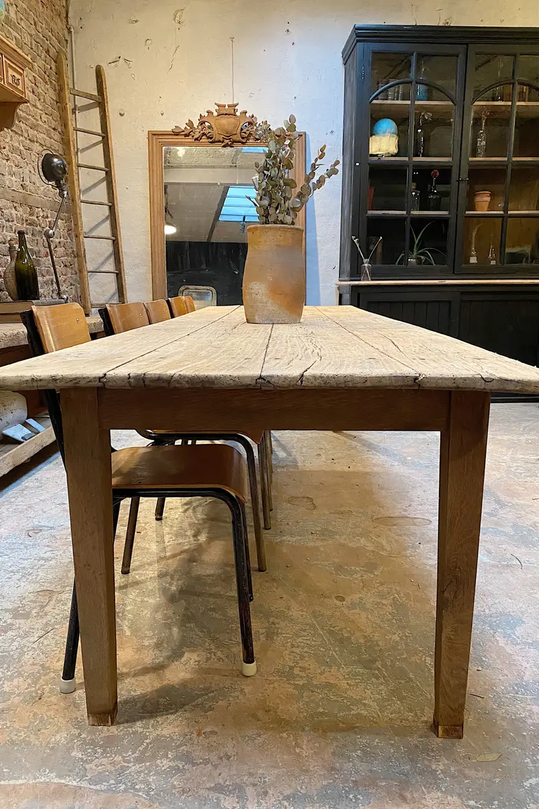 Table de ferme en peuplier Début XXème