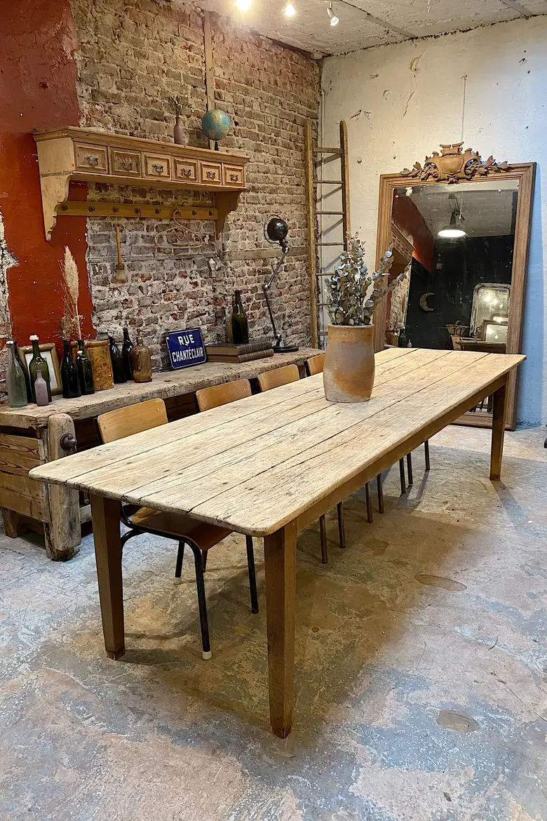Table de ferme en peuplier Début XXème