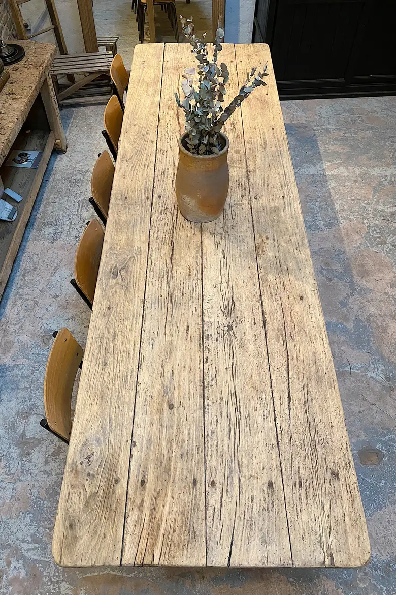 Table de ferme en peuplier Début XXème