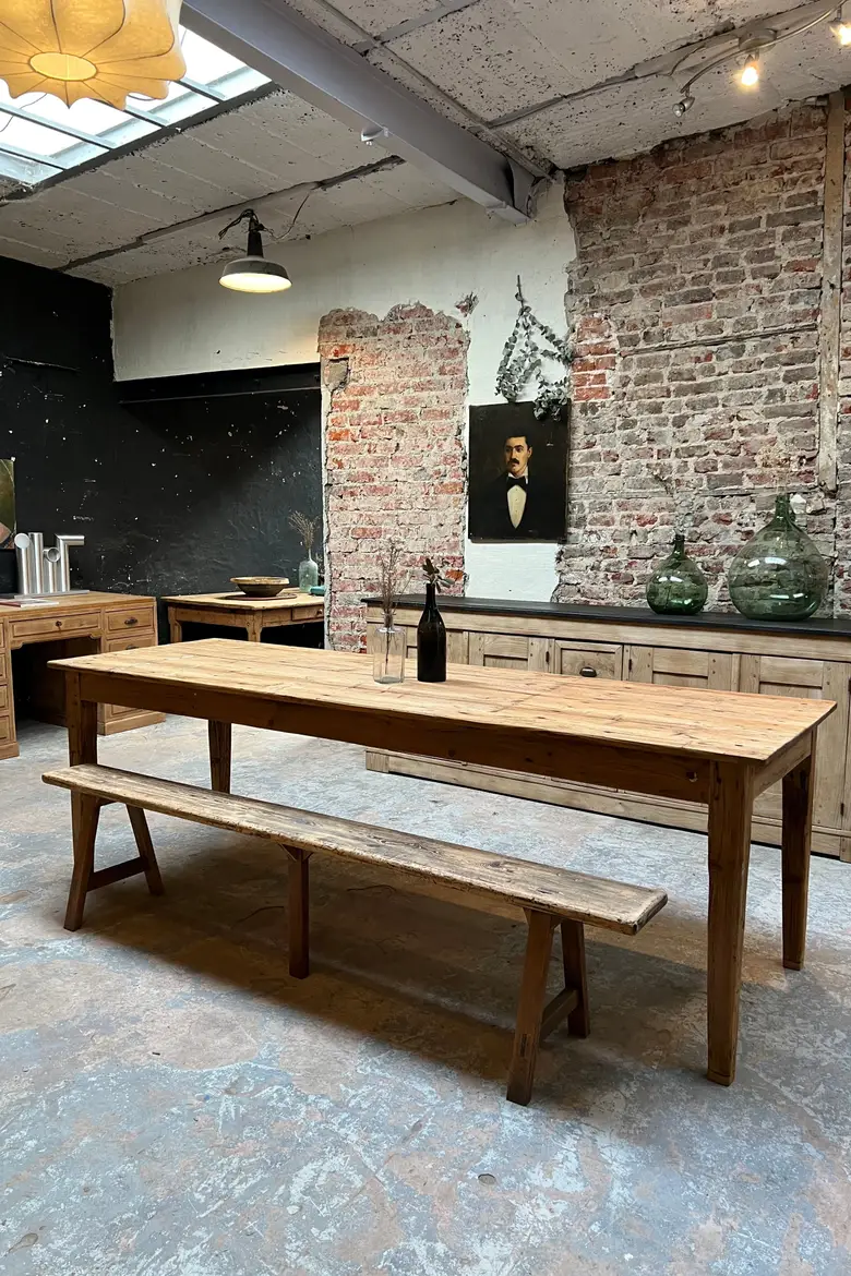Table de ferme en sapin Début XXème