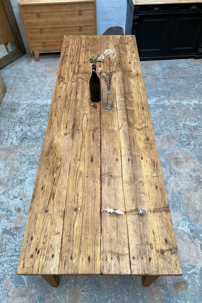 Table de ferme en sapin Début XXème