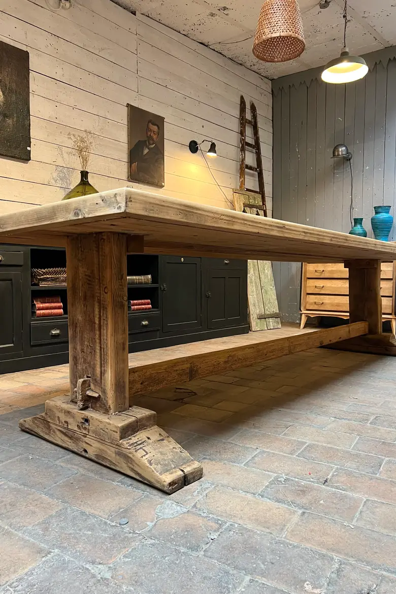 Table de ferme en sapin Début XXème