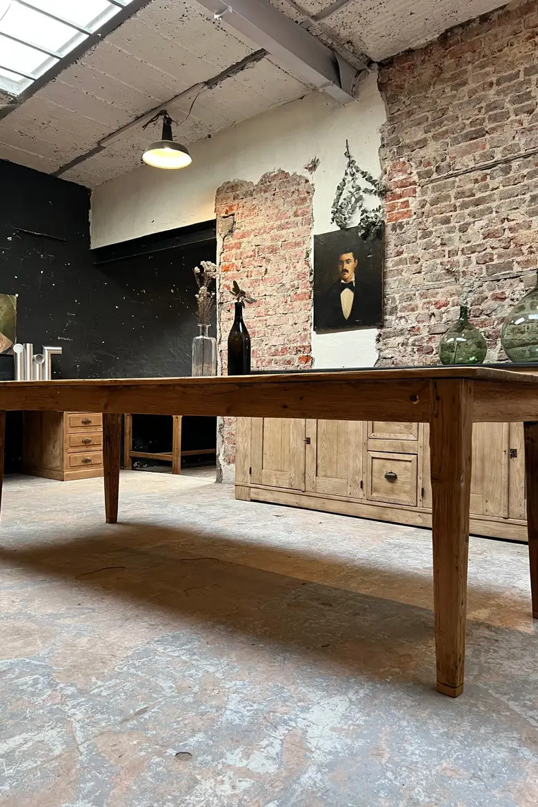 Table de ferme en sapin Début XXème