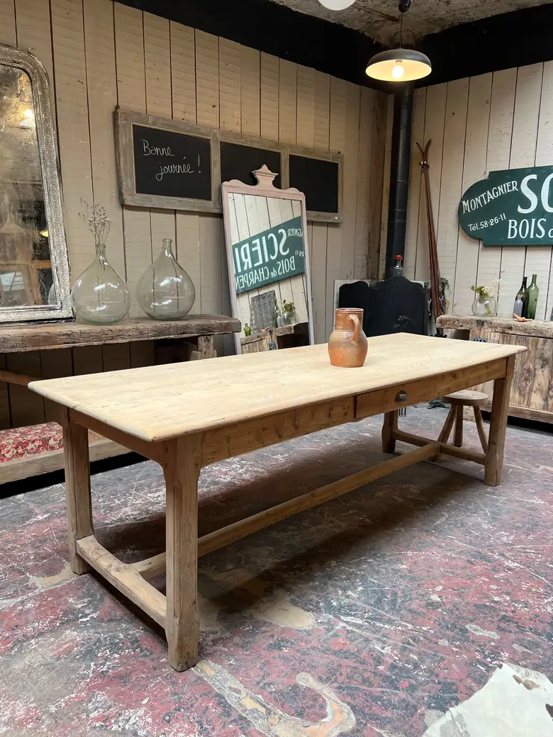 Table de ferme en sapin Début XXème